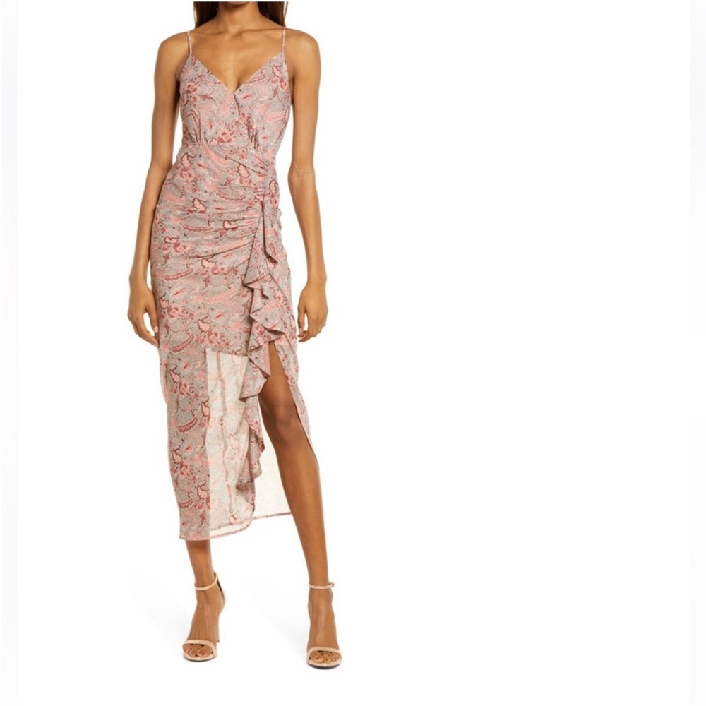 Women’s Floret Studios Floral Ruffle Chiffon Dress. Size XL